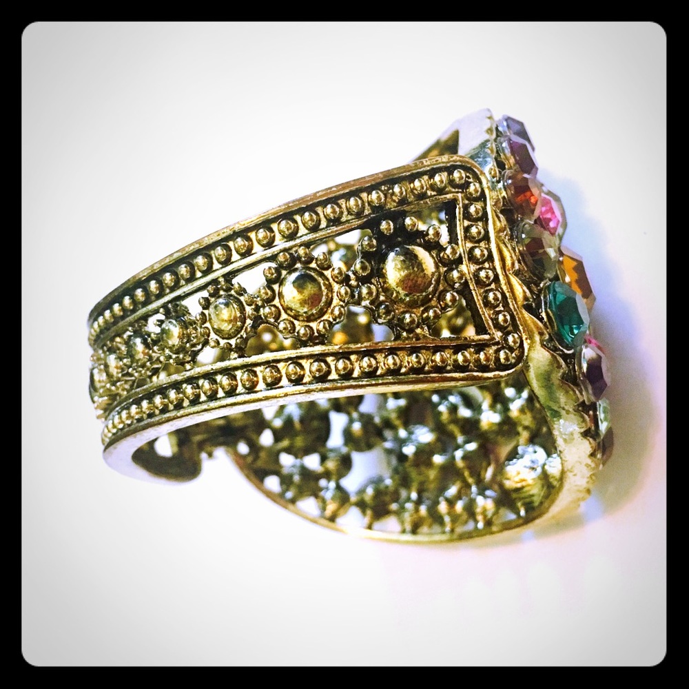 Multi-Color Rhinestone Cuff Bracelet - Picture 6 of 6