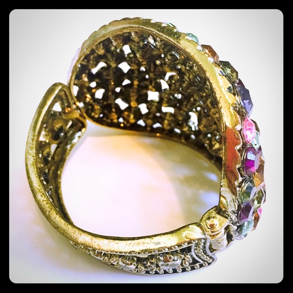 Multi-Color Rhinestone Cuff Bracelet - Picture 5 of 6