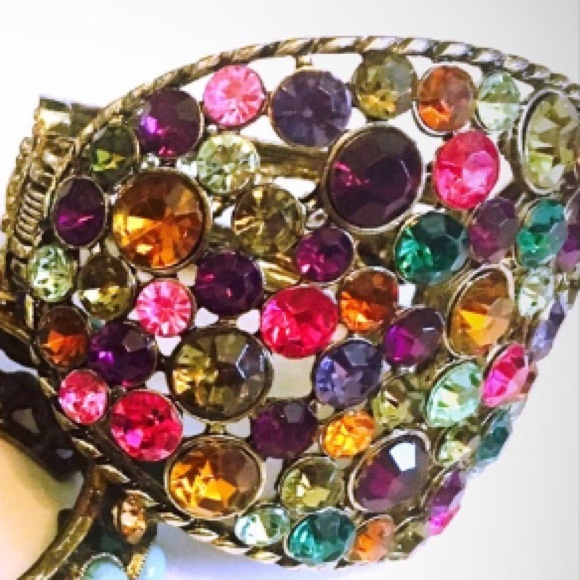 Multi-Color Rhinestone Cuff Bracelet - Picture 4 of 6