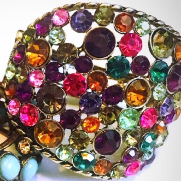 Multi-Color Rhinestone Cuff Bracelet - Picture 3 of 6