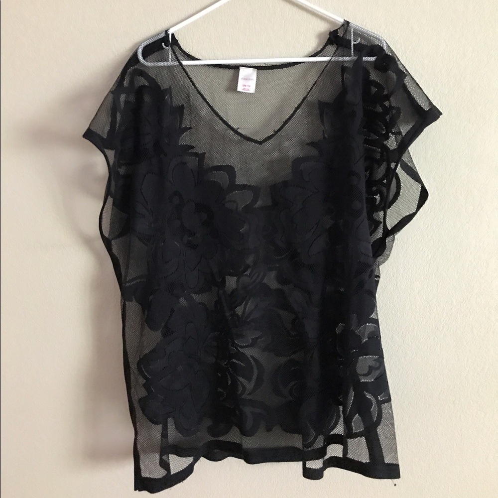 Black mesh swim cover up