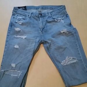 Hollister Skinny Destroyed Light Wash Jeans 34/32