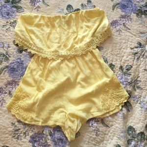 Yellow Strapless Romper