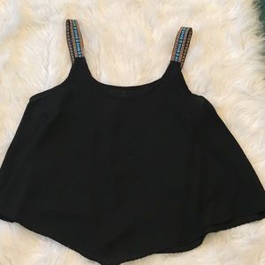 Super cute black flowy cropped tank top!