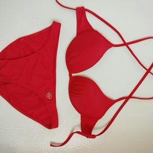 Red body glove bikini set