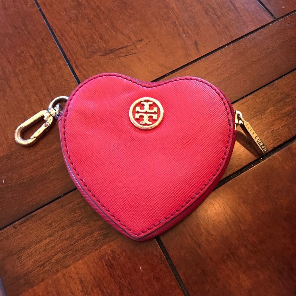 Tory Butch heart shaped key chain/coin wallet