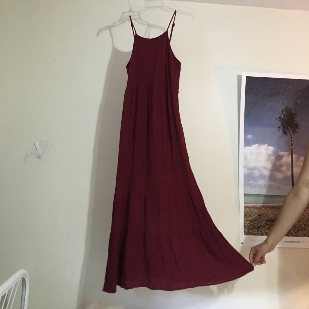 Long Wine Maxi Sundress