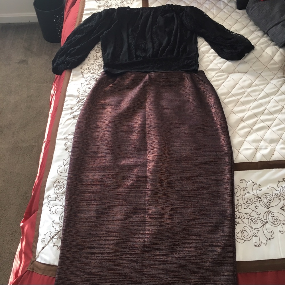 Metallic burgundy and black skirt