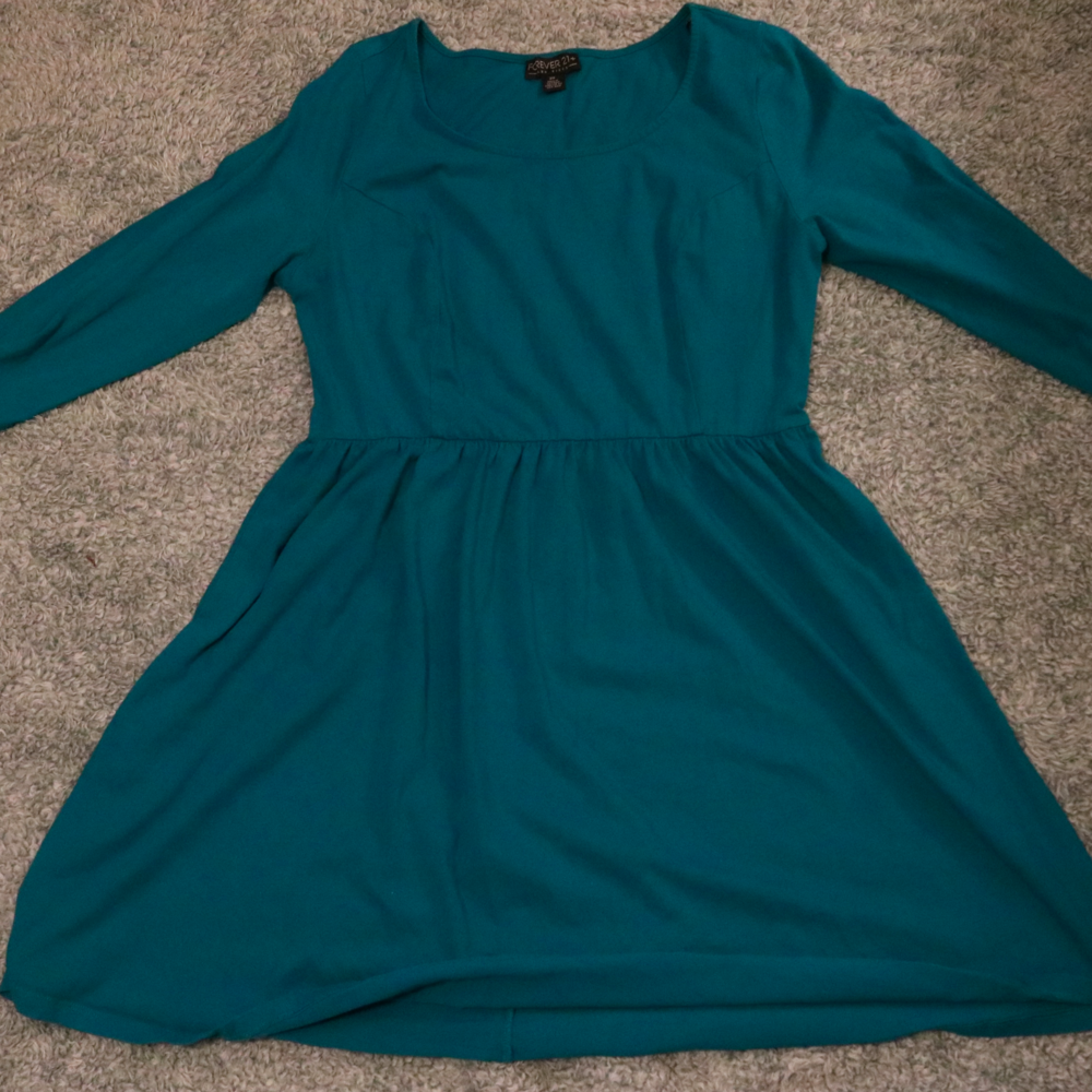 Turquoise 3/4 length sleeve dress