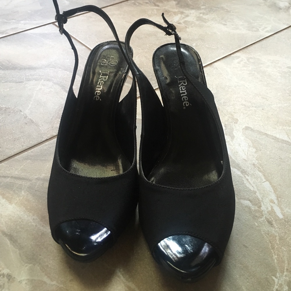 J.Reneé black peep toe heels