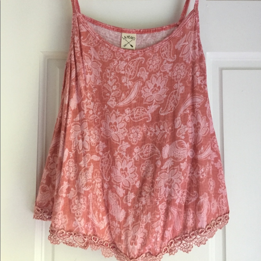 PacSun LA Hearts Pink Lace Crop Top
