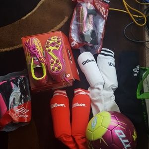 Soccer girls cleats shin guards and socks