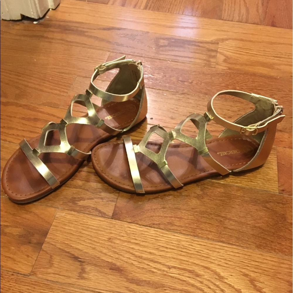 Gold gladiator sandals