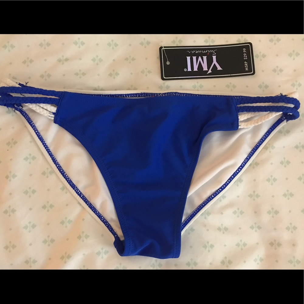 Blue and white bikini bottom