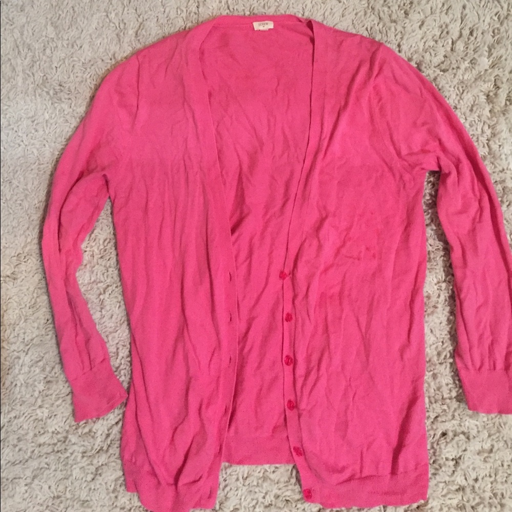 Pink J Crew cardigan
