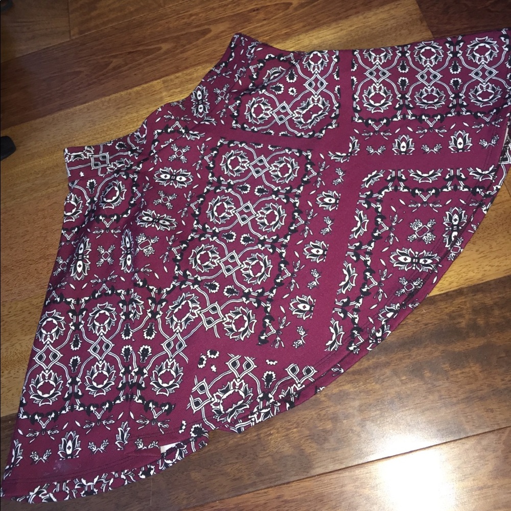Maroon patterned skirt