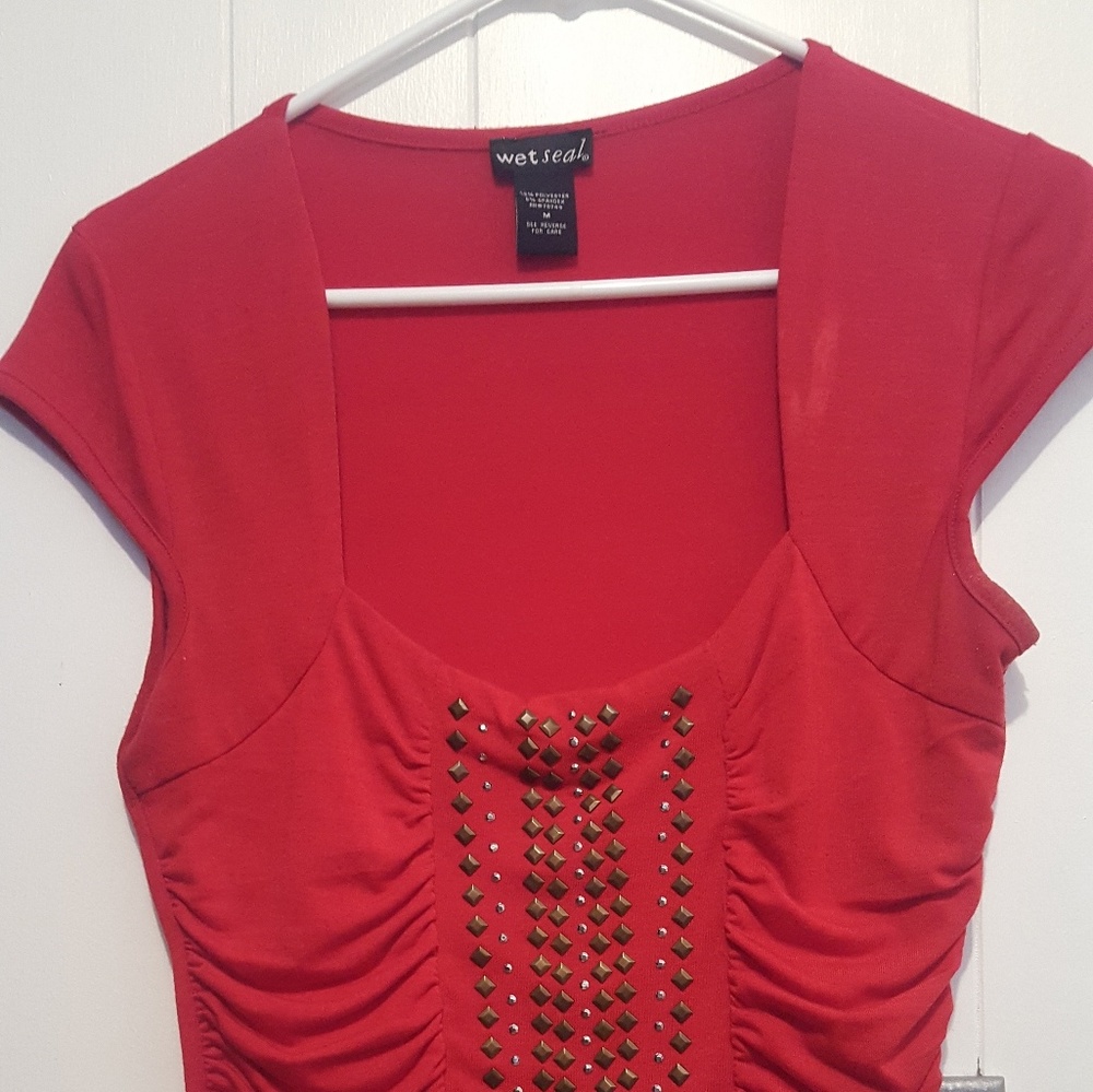 Red studded top