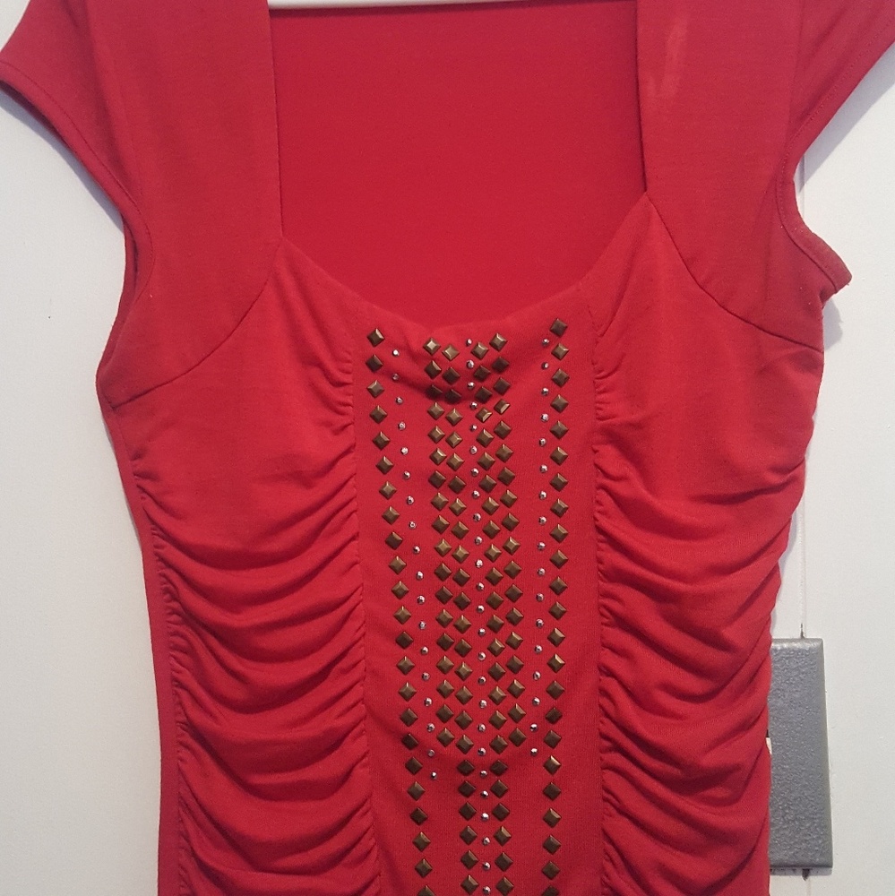 Red studded top - Picture 2 of 2