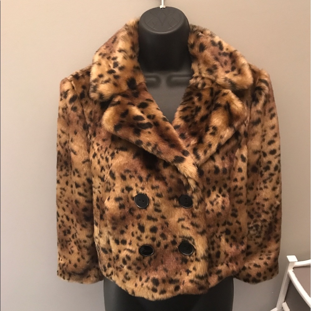 Cropped Ann Taylor Loft Faux Leopard Jacket