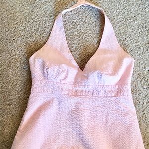 Pink Seersucker Vineyard Vines Halter Top