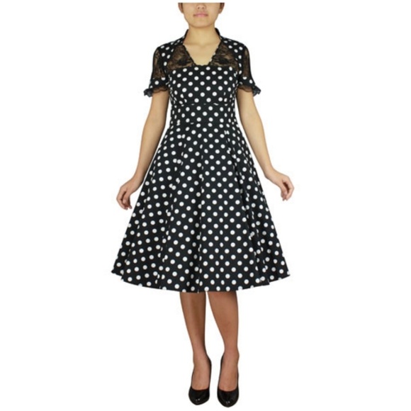 Pin Up Polka Dot Dress 50s Girl Vintage Clothing - Picture 4 of 4