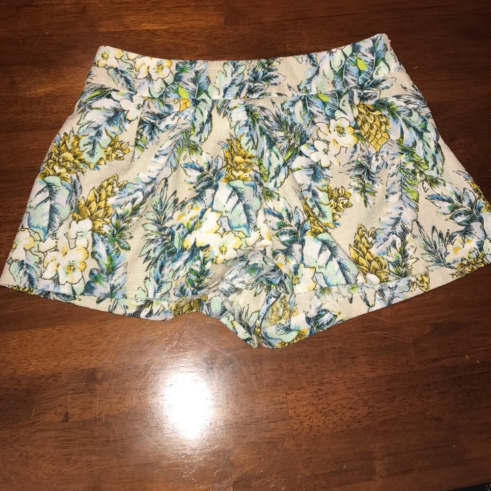 Floral yellow and blue shorts