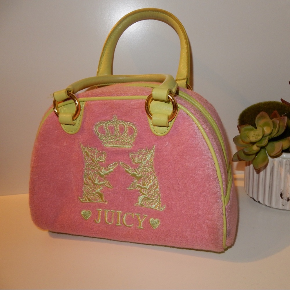 Mini juicy couture pink and green handbag!