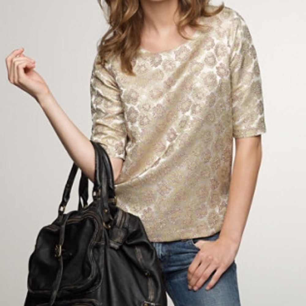 J.Crew Silk Goldenrod Brocade Top