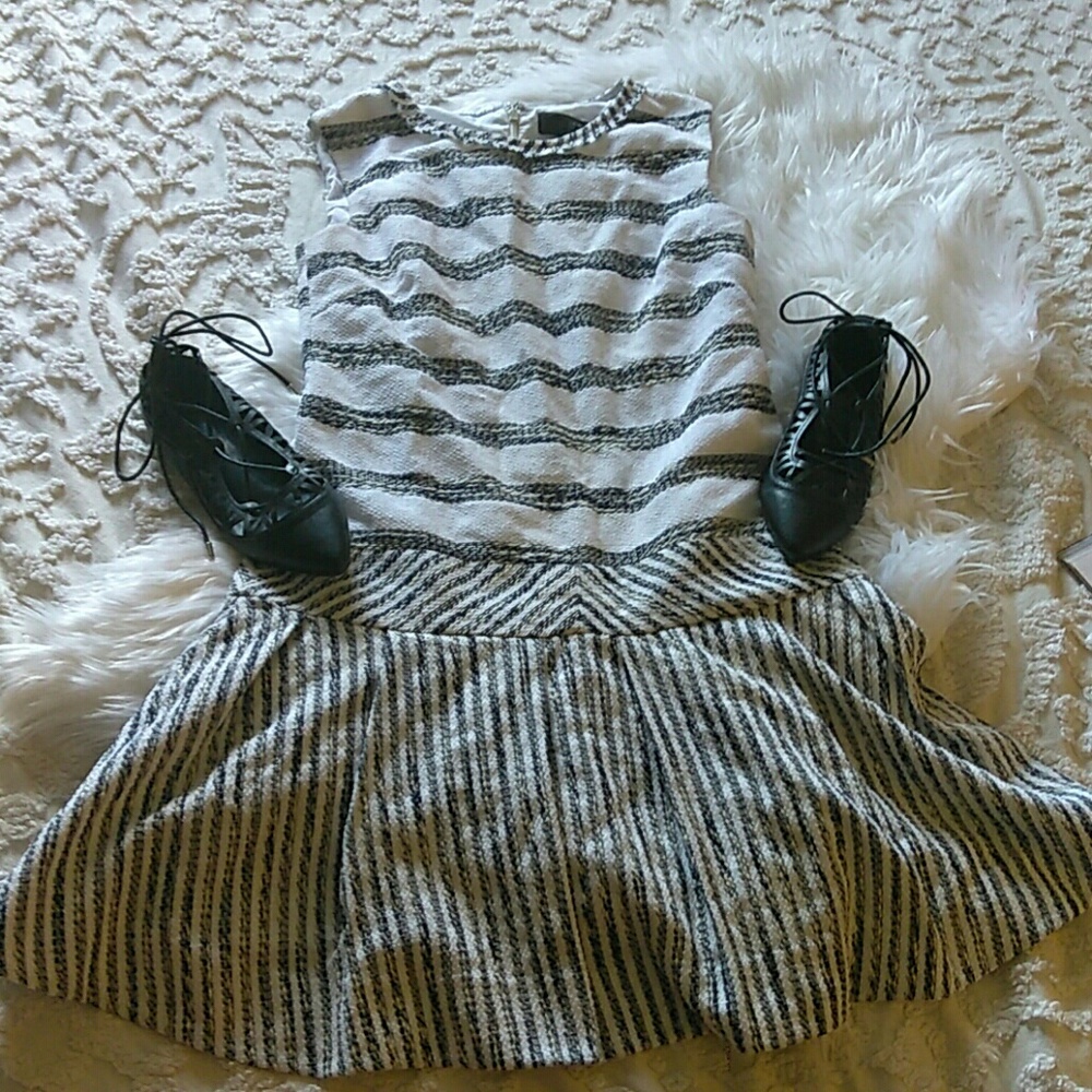 J. Crew size 2 Tweed fit and flare striped dress