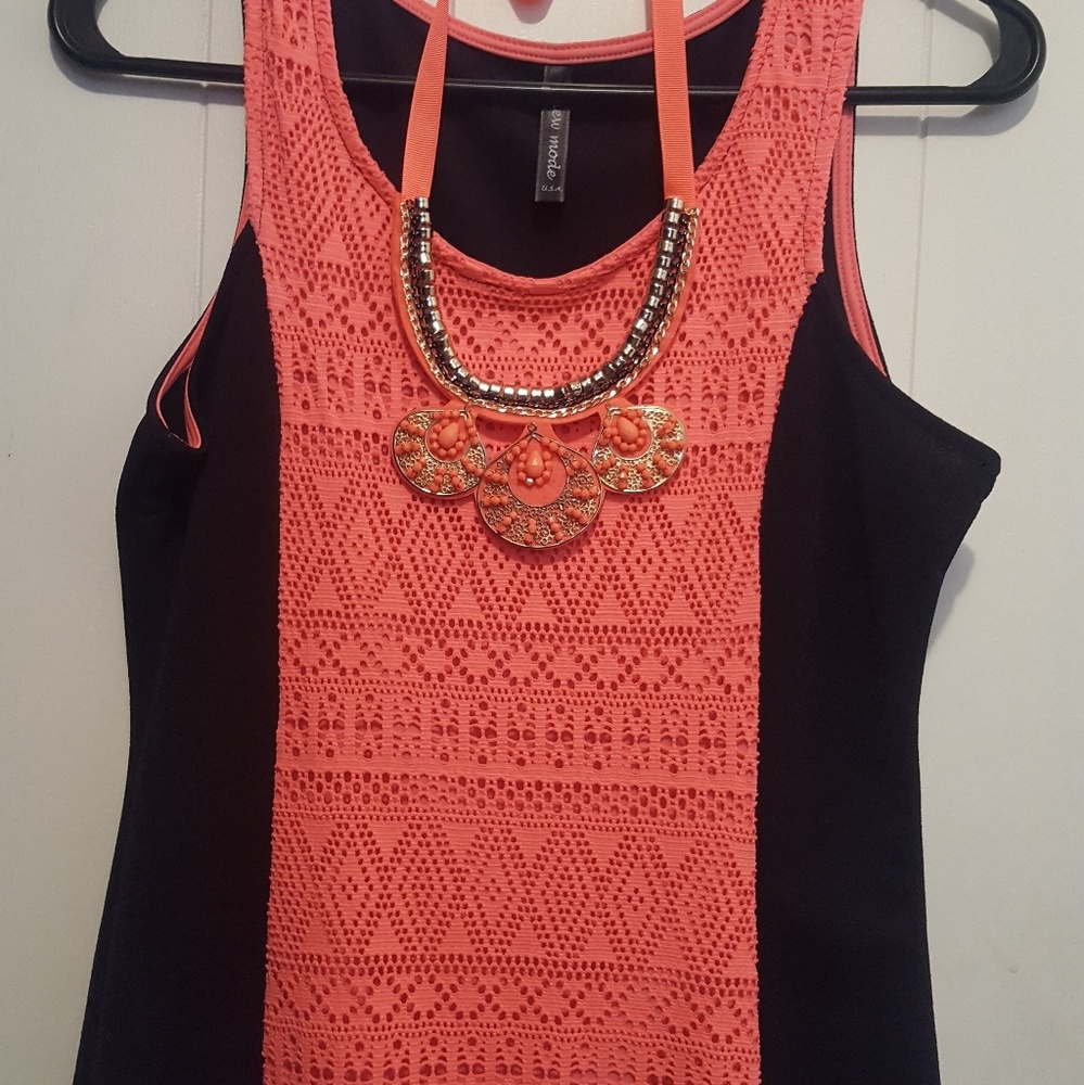 Dressy tank top with necklace