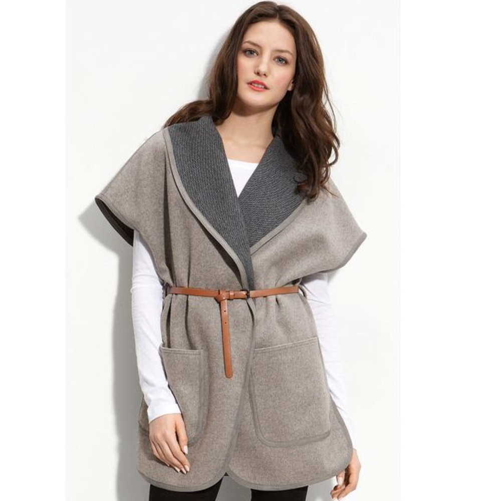 TROUVÉ Belted Twill Cape Jacket