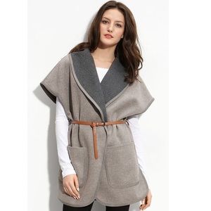 TROUVÉ Belted Twill Cape Jacket