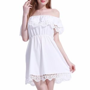 Off The Shoulder White Summer Lace Dress