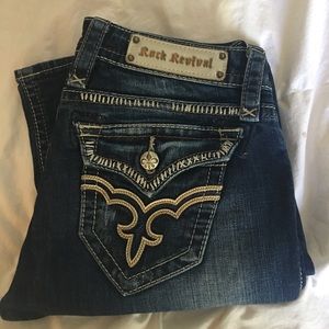 Size 27 vintage, straight leg Rock Revival Jeans