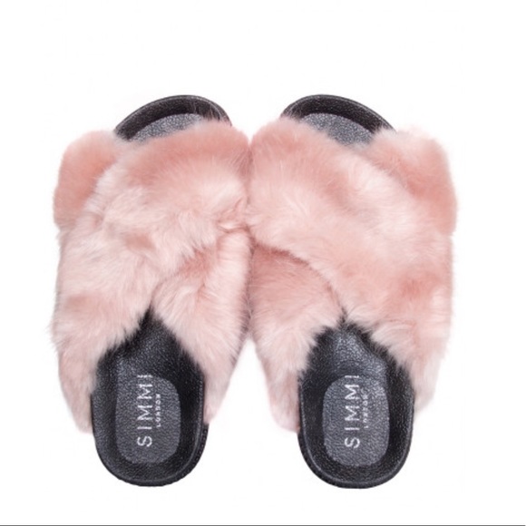 simmi Shoes - Fluffy cross over sliders!