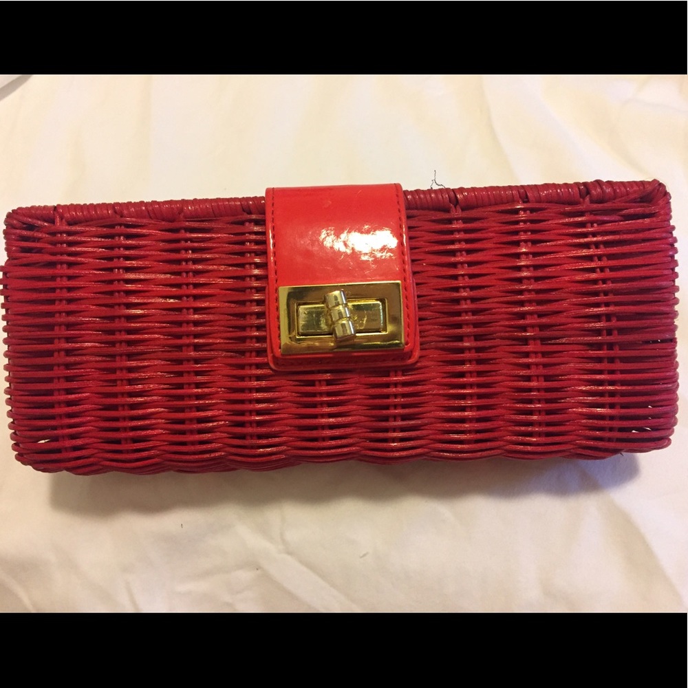 Red Wicker clutch from JCrew