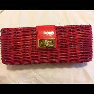Red Wicker clutch from JCrew