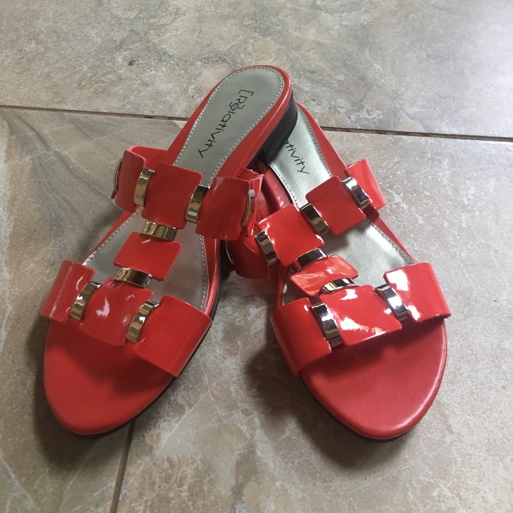 Pink/red tiny heel sandals
