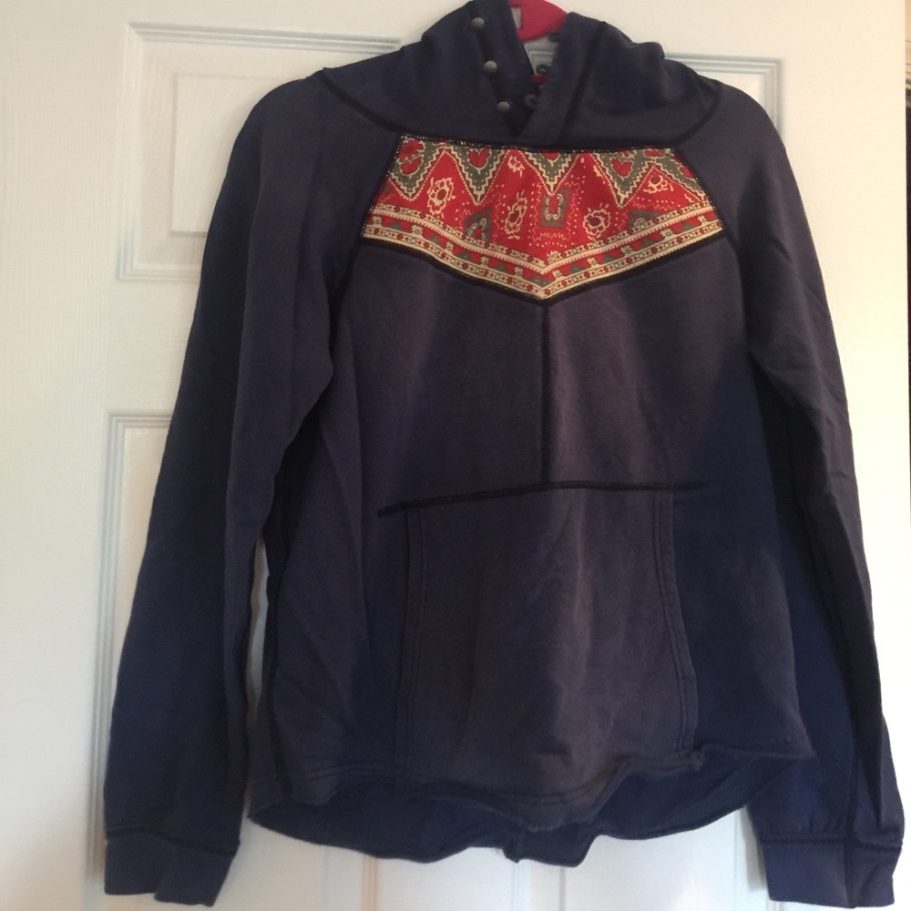 Free People Navy Hooded Sweatshirt