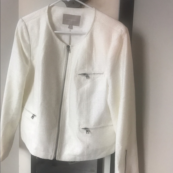 Banana Republic Jackets & Blazers - White banana republic suit jacket zipper detail