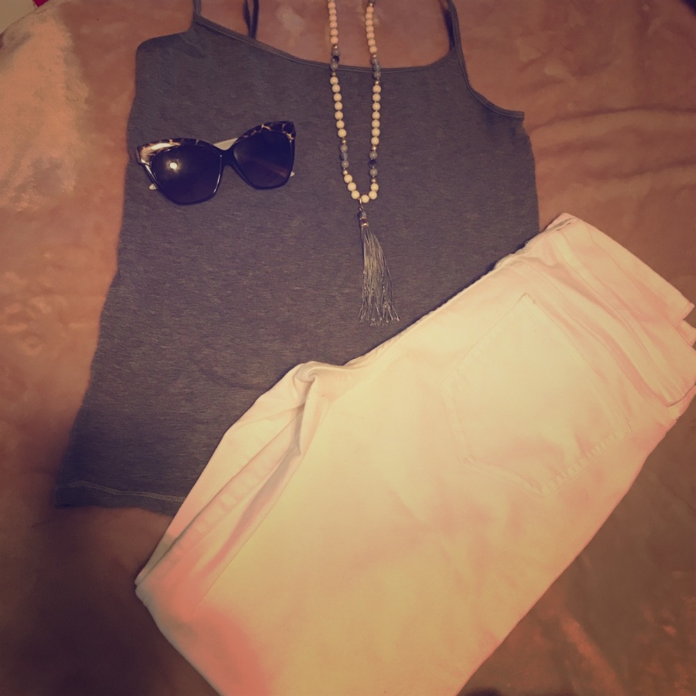 Distressed White Jeans