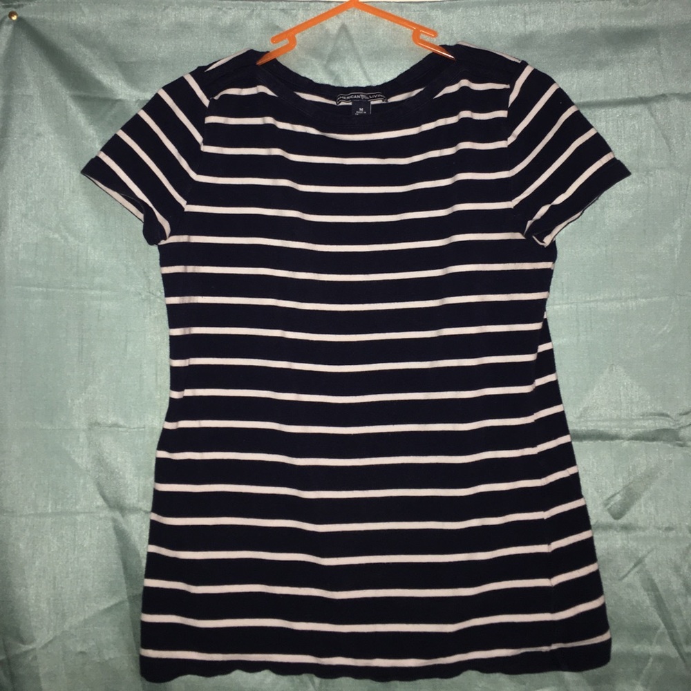 Navy And White Striped Shirt