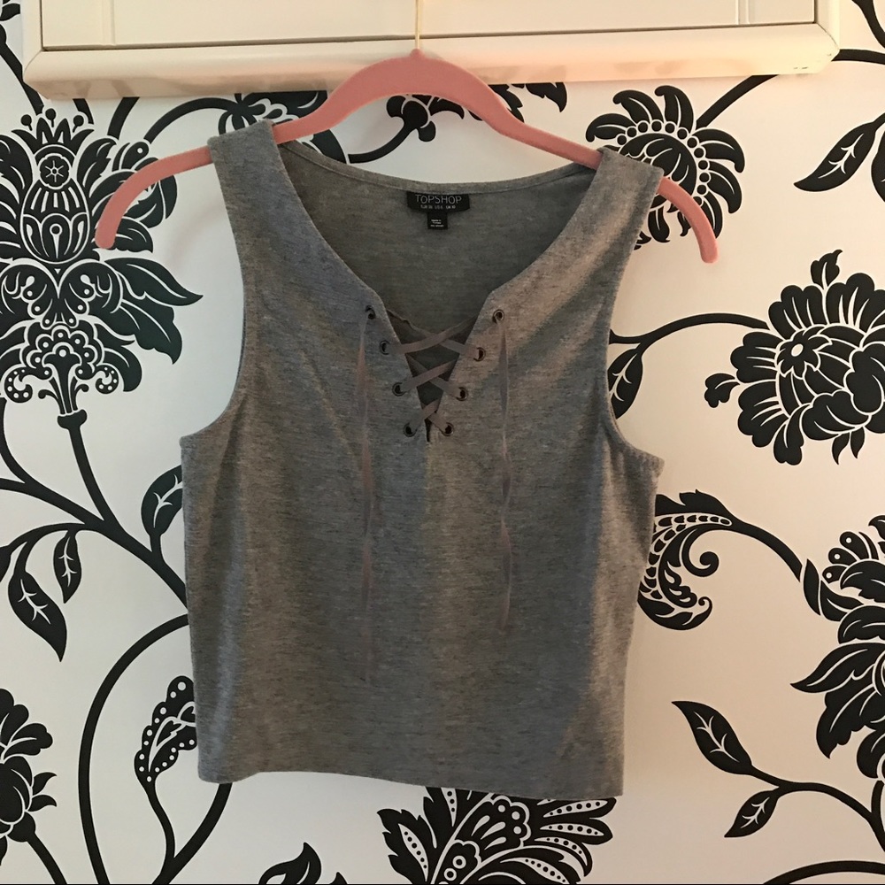 Topshop Front-Lace Crop Tank