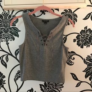 Topshop Front-Lace Crop Tank