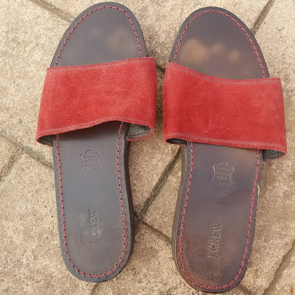 J. Crew red suede leather slide sandal 10m