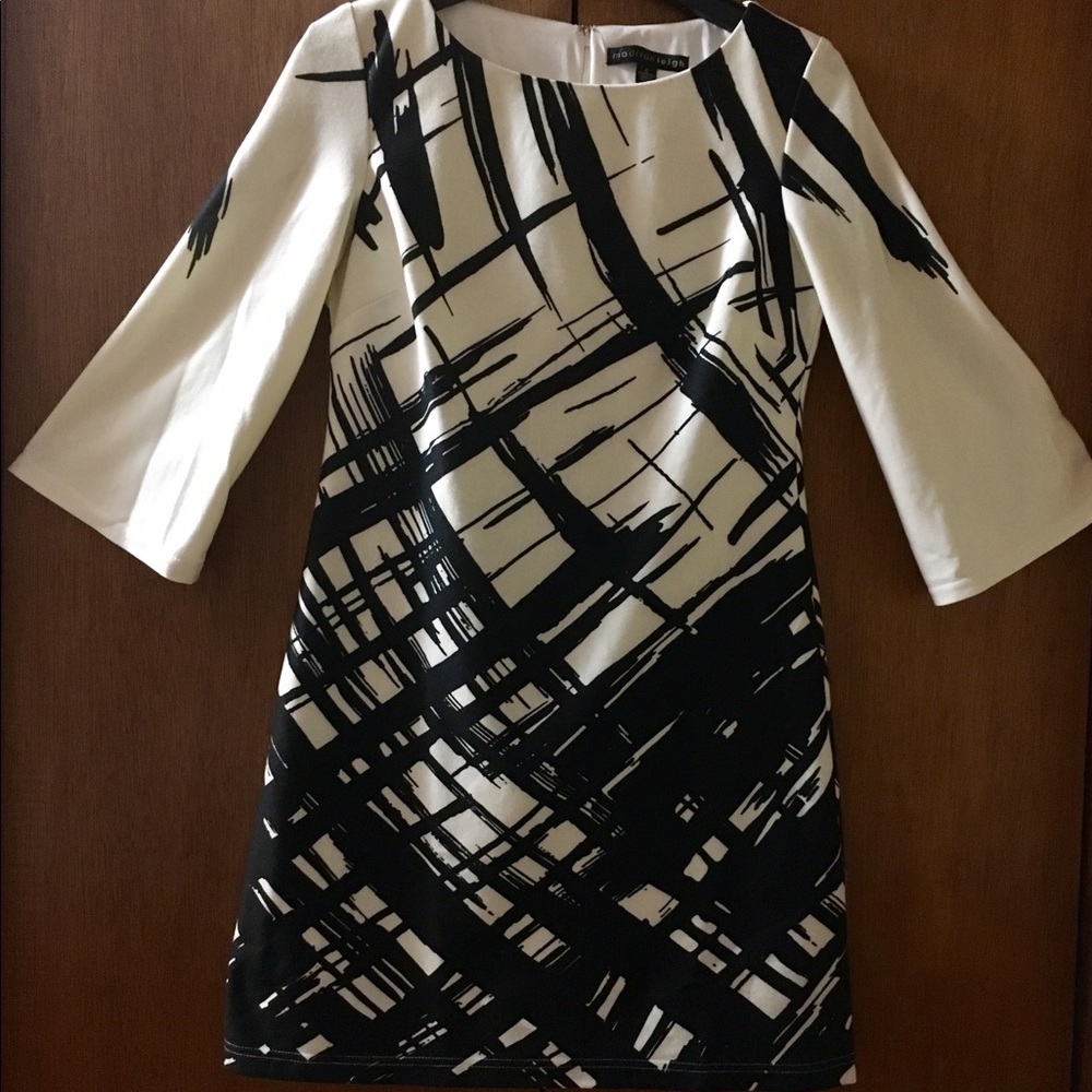 Black and White Color Splash Mini Dress - size 6
