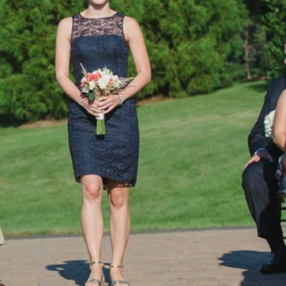 Navy, Lace Sheath Dress