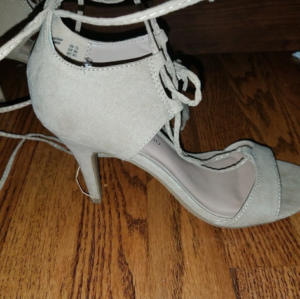 Lace up beige heels