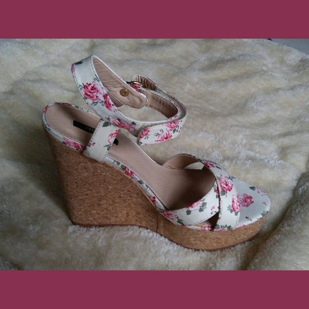 Forever 21 Floral Wedge Sandals