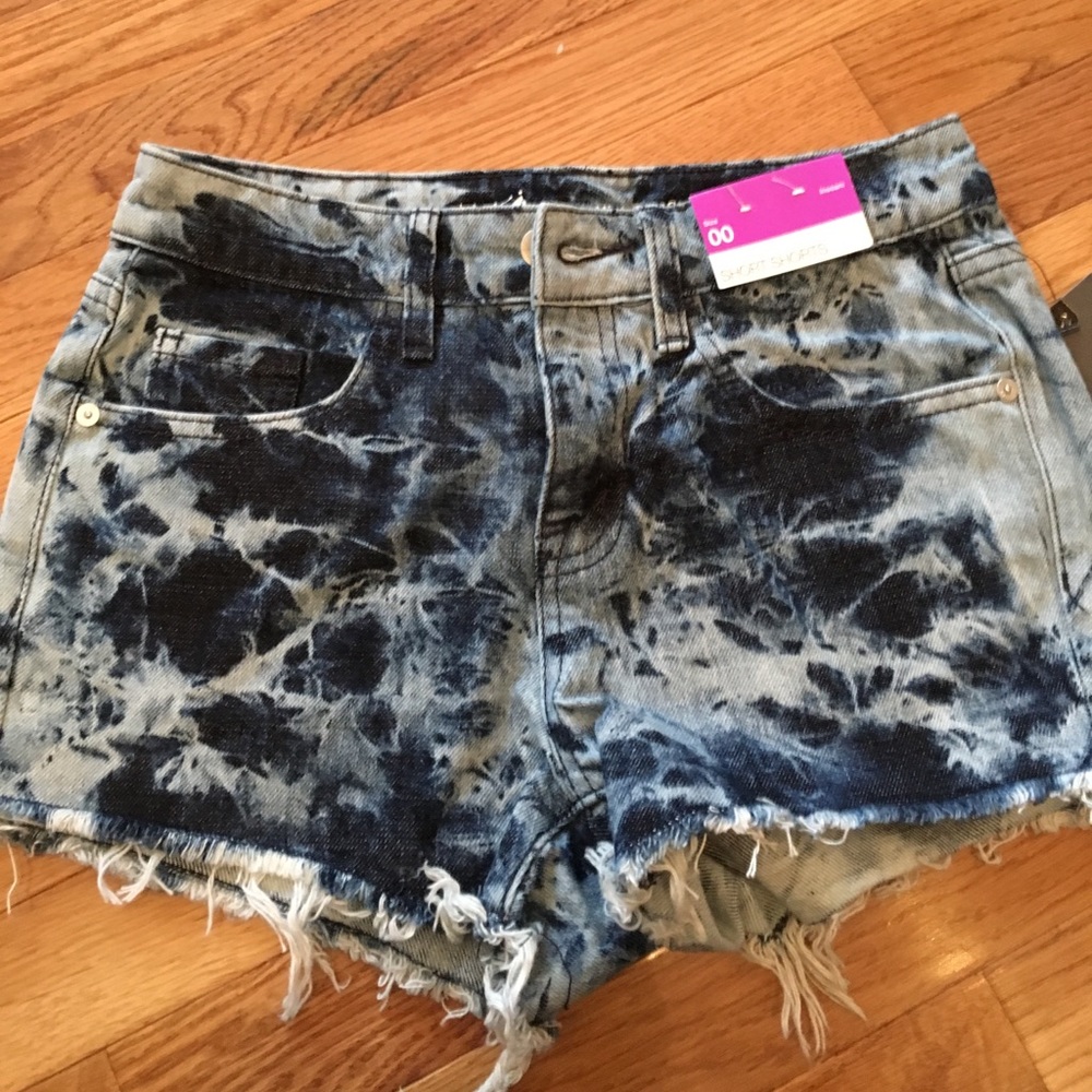 Denim tie dye shorts